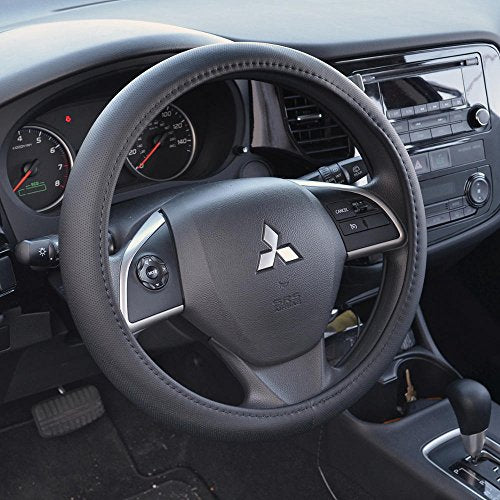 BDK Ergonomic Soft Grip Steering Wheel Cover - Sporty Leather Grip for Standard Size Wheels 14.5-15 inch Black - color: #42 Sports Grip, size: Fits 14.5 - 15" SW