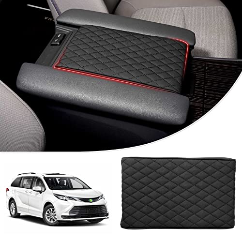 Autorder Center Console Cover for Toyota Sienna 2021-2025 2026 Accessories Memory Foam Armrest Cushion with Anti-Scratch Leather Protector Covers Black - size: 21-26 Sienna