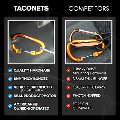 TacoNets Envelope Cargo Net for GMC Sierra & Chevy Silverado - Fits 2013-Current - Upgraded 5mm Bungee - Integrated Storage Bag - Heavy Duty Carabiners - Designed in USA - style: Chevy Silverado / GMC Sierra 2013+