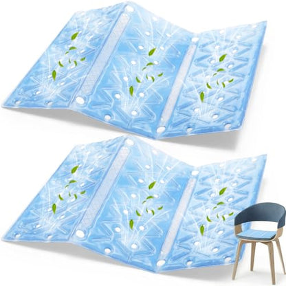 SiliFine 2 Pack Cooling Seat Cushion Reusable Pcm Cooling Pad No Condensation Foldable Portable Ice Mat Gift for Women Men Car Seats Office Chairs Bed Wheelchair Camping Travel(Blue, 15.7" x 11.8")