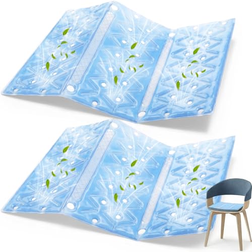 SiliFine 2 Pack Cooling Seat Cushion Reusable Pcm Cooling Pad No Condensation Foldable Portable Ice Mat Gift for Women Men Car Seats Office Chairs Bed Wheelchair Camping Travel(Blue, 15.7" x 11.8")