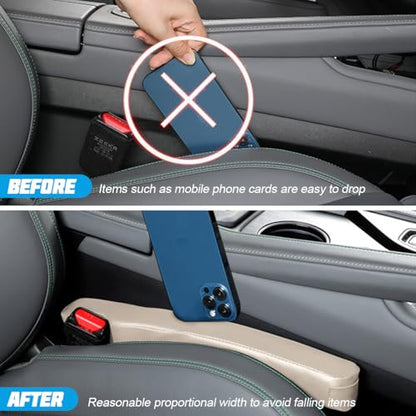Mandark Car Seat Gap Filler, 2PCS Leather Vehicle Gap Stopper to Fill Between Seat and Console, Automotive Crevice Plug Blocker Accessories from Dropping, Universal for SUV, Sedan, Truck (Beige) - color: Beige
