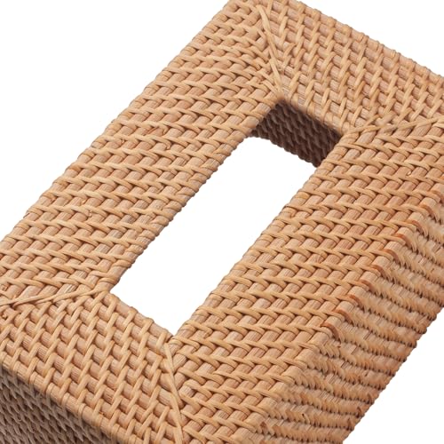 Rattan Tissue Box Cover, Rectangle Wicker Tissue Box Holder, Boho Tissue Box Cover for Living Room, Bathroom, Kitchen, Bedroom, 10.2 x 6.2 x 5.3 inch, Natural - color: Natural, size: Rectangular (5.3"H)