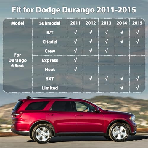 Floor Mats & Cargo Liner for 2011-2015 Dodge Durango 6 Seats, All Weather TPE Floor Liners Custom Fit Durango Heavy Duty Car Mats 1st & 2nd & 3rd Row & Trunk Mat Accessories Odorless Anti Slip Black - style: 14) For Dodge Durango 6 Seats | 2011-2015 | Com
