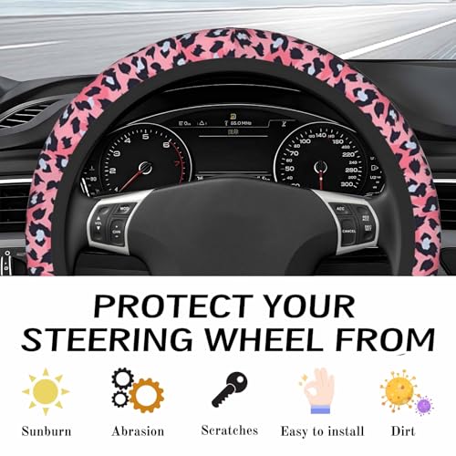 Steering Wheel Cover Accessories Neoprene Cover, Breathable Non-Slip Easy to Install Suitable for Women Men, 14.5-15.5 Inch for Car SUV Van Truck Universal - Pink Small Panther - color: Pink Small Panther