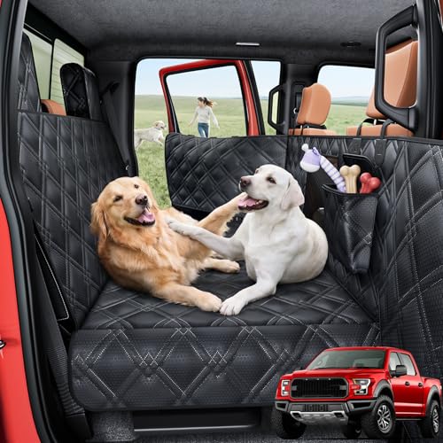 Surfcabin Truck Back Seat Extender for Dogs – Waterproof Full Size Pickup Pet Seat Cover with Door Protection, Hard Bottom Holds 420 lbs Dog Hammock for F150, RAM 1500 & More - size: Fit for Fullsize Trucks
