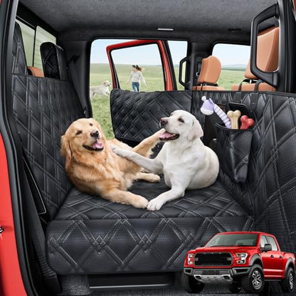 Surfcabin Truck Back Seat Extender for Dogs – Waterproof Full Size Pickup Pet Seat Cover with Door Protection, Hard Bottom Holds 420 lbs Dog Hammock for F150, RAM 1500 & More - size: Fit for Fullsize Trucks