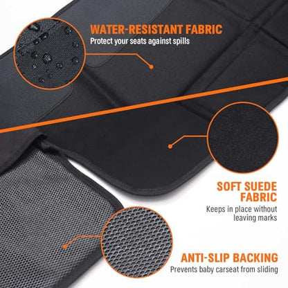 JOYSKY Car Seat Protector for Child Car Seat, 2 Pack Carseat Protectors for Under Child Seats with Thick Padding, Waterproof Fabric and Storage Pockets, Protection for Automotive Interior