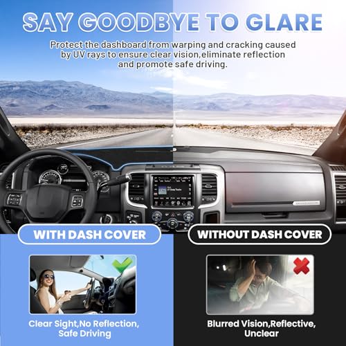 Sunsdrew Dash Cover for 2010-2018 Dodge Ram 1500 2500 3500 Dashboard Cover Mat for Ram Suede Dash Mat Accessories Sun Shade Nonslip Mesh Protector No Glare(Without Hud) - size: 10-18 Dodge Ram Dash Cover