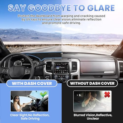 Sunsdrew Dash Cover for 2010-2018 Dodge Ram 1500 2500 3500 Dashboard Cover Mat for Ram Suede Dash Mat Accessories Sun Shade Nonslip Mesh Protector No Glare(Without Hud) - size: 10-18 Dodge Ram Dash Cover