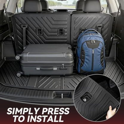 YITAMOTOR Floor Mats for Kia Telluride 2025-2020 7/8 Seater, All Weather TPE Rubber Mat, Custom Fit Kia Telluride Accessories Floor Liners Full Set, 1st & 2nd & 3rd Row & Backrest Mat & Cargo Liner - style: 2020-2025 Kia Telluride 7/8 Seater| Full Set