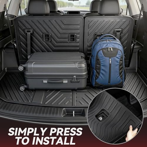 YITAMOTOR Floor Mats for Kia Telluride 2025-2020 7/8 Seater, All Weather TPE Rubber Mat, Custom Fit Kia Telluride Accessories Floor Liners Full Set, 1st & 2nd & 3rd Row & Backrest Mat & Cargo Liner - style: 2020-2025 Kia Telluride 7/8 Seater| Full Set