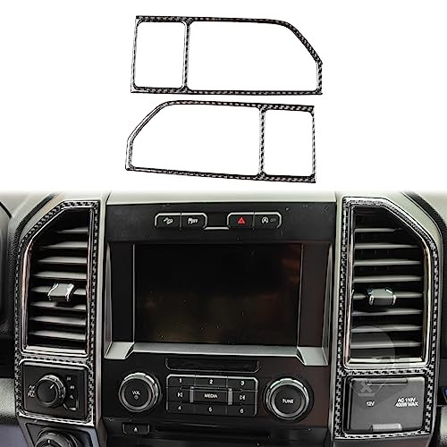 Premium Real Carbon Fiber Central Control Driver's Seat Air Vent Outlet Frame Panel Cover Car Interior Trim Compatible with Ford F150 F-150 Raptor 2017 2018 2019 2020 Accessories - color: Black 16