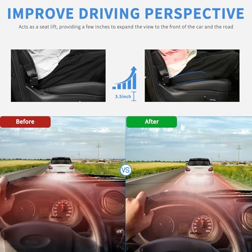 Nilight Car Seat Cushion Black Mesh Memory Foam Wedge Breathable Comfortable for Daily Driving Working Sciatica and Tailbone Pain Relief Improves Drive Visibility - color: Black Mesh