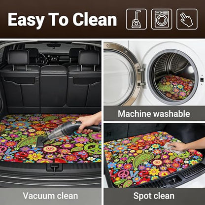 Car Trunk Mat - Universal Size 29" x 39", Floral Pattern Cargo Liner, Car Accessory for SUVs/Sedan/Wagons, Durable Protective Mat, Trunk Liner for Families/Travel Enthusiasts (Flowers-2) - style: flowers-2