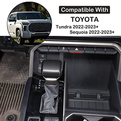 Aunginsy Car Gear Shifter Hand Brake Trim Cover Compatible with Toyota Tundra 2022+, Sequoia 2023+ & Tacoma 2024+, Automatic Center Console Gear Shift Head Knob Scratch Protector Cover ABS Accessories - color: Matte Black(A)