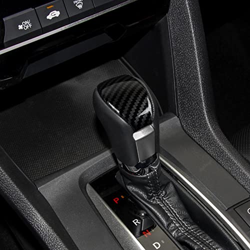 Gear Shift Knob Cap Trim Decals for Honda Civic 2016 2017 2018 2019 2020 2021 10th Gen Accessories ABS Carbon Fiber Stickers - color: Gear Shift Knob