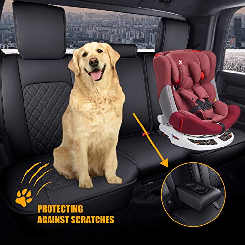 Aierxuan Dodge Ram Back Seat Covers Waterproof Leather Custom Fit 2009-2026 1500, 2010-2026 2500/3500 Crew Quad Regular Cab Pickup Cushions Compatible with Split Bench 40/60(Rear Seat/Black) - color: Rear Seat/Black