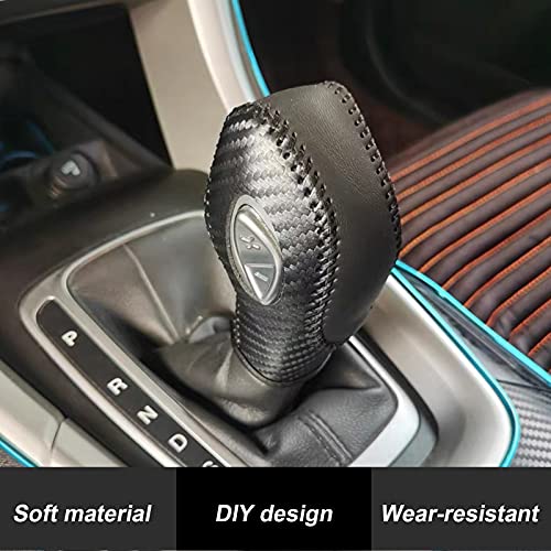 Gear Shift Cover Black Genuine Leather Gear Shift Knob Cover for Ford Focus 2012-2016/ Ford Fiesta 2014-2016/ Ford Fusion S SE Escape Transit C-Max 2013-2016/ Fusion Gear Shift Cover(Black)