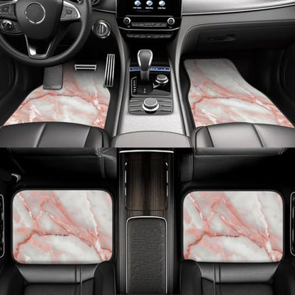 Universal Fit Car Floor Mats, Pink Marble Designs Printed Set of 4pcs Car Carpet Fit for SUV, Vans, Sedans, Trucks - color: Pink Marble