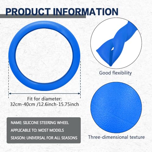 Car Steering Wheel Cover, Silicone Car Steering Wheel Protective Cover, 33-40 CM Anti-Slip Soft Comfortable Steering Wheel Cover for Women Men, Universal Accessories Fit Cars Trucks SUVs (Dark Blue) - color: Dark Blue
