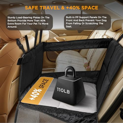 Back Seat Extender for Dogs,Hard Bottom Dog Car Seat Cover for Back Seat Holds 400lbs,Waterproof Anti-Scratch PU Leather Backseat Extender for Dogs,Dog Hammock for Car SUV Truck
