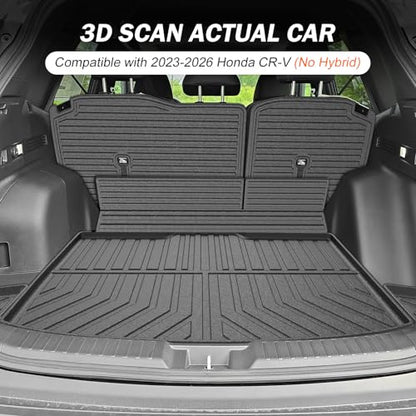 KUST Floor Mats Cargo Mat Set for Honda CR-V 2023-2025 2026 (Not for Hybrid), All Weather Cargo Trunk Liner Backrest Mat for CRV Accessories TPE Rubber Raised Edge (for Cargo in Lower Deck Position) - style: For │ CR-V 2023-2026 │ Full Set