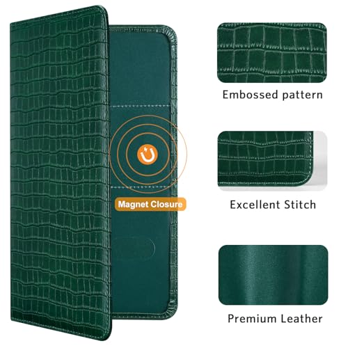 CoBak Car Registration and Insurance Holder - Vehicle Glove Box Car Organizer,Auto Truck Comparment Accessories Case with Magnetic Closure for Driver License,Cards - color: L-Crocodile Pine Green