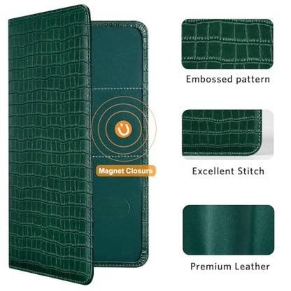 CoBak Car Registration and Insurance Holder - Vehicle Glove Box Car Organizer,Auto Truck Comparment Accessories Case with Magnetic Closure for Driver License,Cards - color: L-Crocodile Pine Green