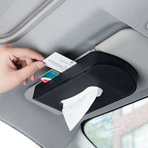 Mr.Ho Black Leather Car Visor Tissue Holder Mount, Hanging Tissue Holder Case for Car Seat Back, Multi-use Paper Towel Cover Case with One Tissue Refill for Car & Truck Decoration - color: 408-dj