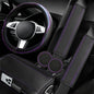 NBTEPEM 6 PCS Car Steering Wheel Cover Set, Microfiber Leather Steering Wheel Covers Universal 14.5-15 inch, Center Console Cover, Seat Belt Cushion, Cup Holder Coaster, Car Accessories Set Purple - color: Black with purple, size: Steering Wheel Cover Set