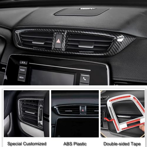 XITER 3pcs Central Front Side Air Condition Vent Outlet Trims for Honda CRV 2017 2018 2019 2020 2021 2022,Carbon Fiber - color: Carbon Fiber, size: 3PCS Air Vent Cover