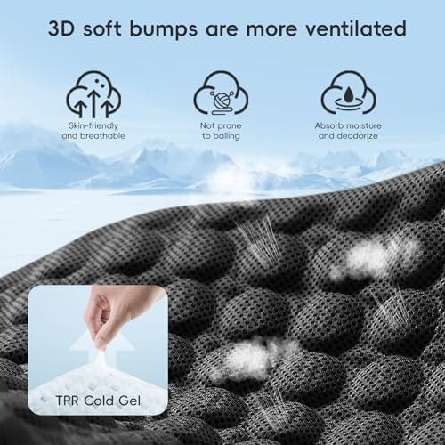 BABUR Gel Seat Cushion, Long Sitting Cooling Gel Hip Cushion, Breathable Anti Slip Office Chair Cushion, Car, Wheelchair, Travel - Black