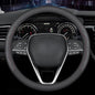 LKWLIKEI Nappa Premium Leather car Steering Wheel Cover, Non-Slip, Breathable, Universal 15 inches,Black and red Blue line - color: Black-B