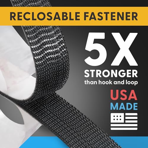 Industrial Strength - Black Indoor/Outdoor Adhesive Mounting Tape - Self Mating Reclosable Fastener Compatible with 3M SJ3550 / SJ3560 Dual Lock - size: 20 INCH, style: Black