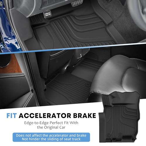 Custom Fit Floor Mats fit for 2017-2024 Nissan Titan / 2016-2024 Nissan Titan XD Crew Cab (with Rear Under Seat Organizer) All Weather Floor Liners 5D Carpet Liners Titan Accessories Black - style: 12)17-24 Titan Floor Mats