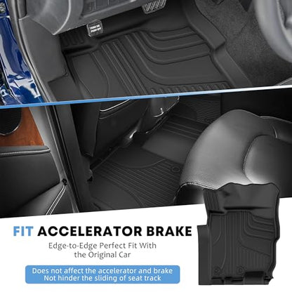 Custom Fit Floor Mats fit for 2017-2024 Nissan Titan / 2016-2024 Nissan Titan XD Crew Cab (with Rear Under Seat Organizer) All Weather Floor Liners 5D Carpet Liners Titan Accessories Black - style: 12)17-24 Titan Floor Mats
