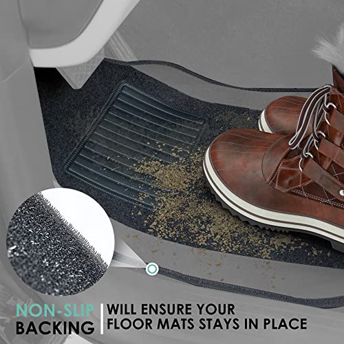 FH Group Automotive Floor Mats – Universal Fit Premium Carpet Car Mats with Driver Heel Pad, Full Set for Cars, SUVs & Trucks - Gray - color: Gray