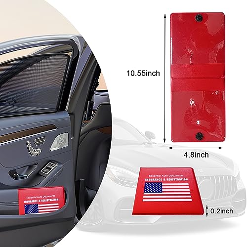Ziciner Car Registration Insurance Holder, 2Pack Essential Auto Card Document Glove Box Organizer with Velcro Closure, Universal Car Accessories Perfect for Men & Women (Red/Blue Flag) - color: Red/Blue Flag