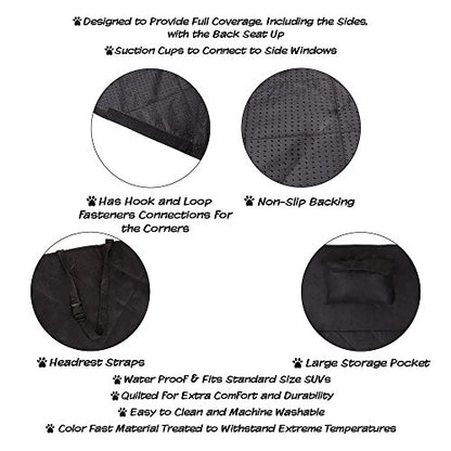 PETMAKER Cargo Liner Dog Seat Cover- Quilted Waterproof All Weather Non-Slip Pet Travel Mat with Side Coverage and Bumper Flap Protector for SUVs, Black - style: High Walled Trunk