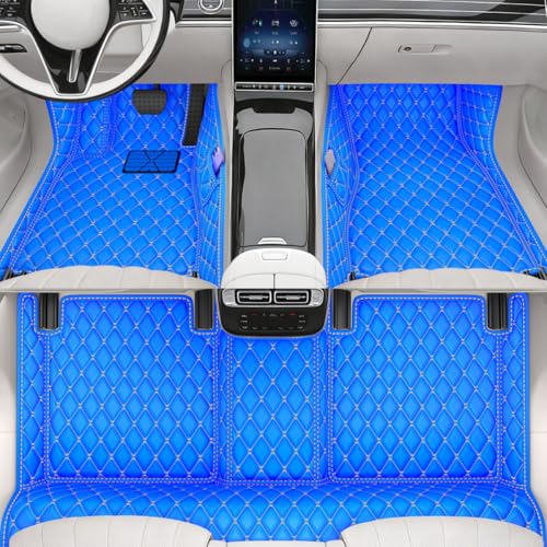 All-Weather car Floor mats, Anti-Slip Leather Floor mats Set, Suitable for 99% of Vehicle Models, Providing Comprehensive Protection for the car Carpet of Your Beloved car. (Blue Rice) - color: Blue rice