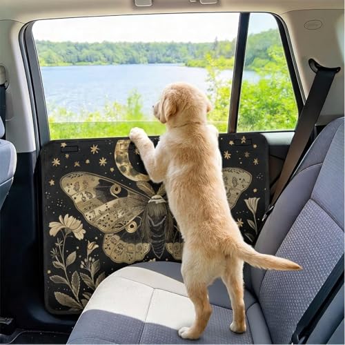 Moon Butterfly Car Door Protector from Dog Scratching Dog Car Door Protector Waterproof Pet Window Guard for Vehicle Truck SUV Interior Panel Stain-Resistant Door Covers - color: Moon Butterfly