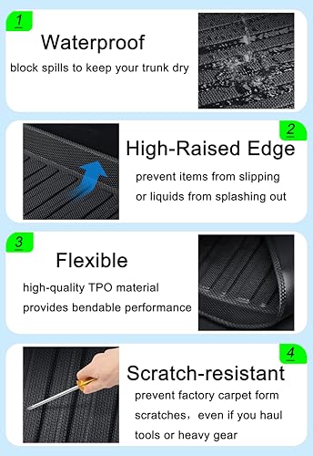 Escape Cargo Liners - Compatible with 2020-2025 2026 Ford Escape（Not for Hybrid）, All Weather Rear Trunk Tray Cargo Mats Protector 3D Waterproof Durable Odorless Anti-Slip Accessories