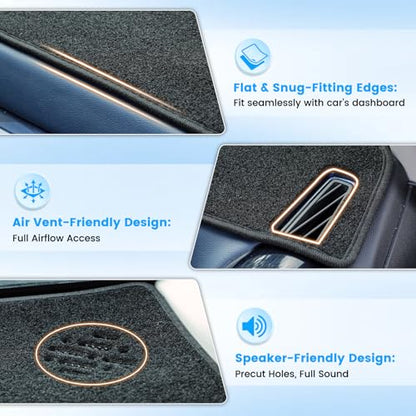 KUST Black Dash Cover Compatible with Nissan Kicks 2018-2024 Dashboard Cover Accessories for Kicks Non-Slip Polyester Dashboard Mat Custom Fit Center Console Sunshield Protector No Glare - size: Kicks 18-24(Black)