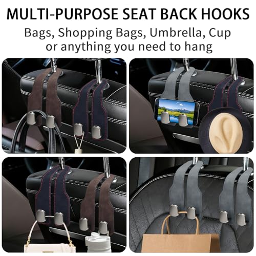 4 Pack Car Seat Headrest Hooks for Purses and Bags, Car Purse Holder With Double Metal Hooks, Headrest Back Seat Handbags Hook, Universal Car Purse Hanger, Cute Car Hanging Accessories, Brown - color: 4pcs Brown