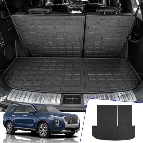 Rongtaod Cargo Mat Compatible with Hyundai Palisade 2020-2025 Trunk Mat Cargo Mat Cargo Liner All Weather Trunk Liner 2024 Palisade Accessories (Trunk Mats with Backrest Mat) - color: 20-25,Trunk Mat with Backrest Mat