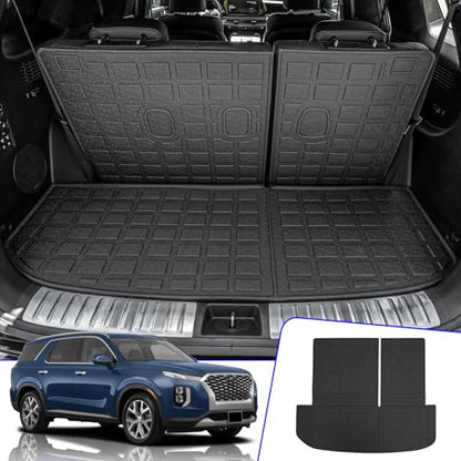 Rongtaod Cargo Mat Compatible with Hyundai Palisade 2020-2025 Trunk Mat Cargo Mat Cargo Liner All Weather Trunk Liner 2024 Palisade Accessories (Trunk Mats with Backrest Mat) - color: 20-25,Trunk Mat with Backrest Mat