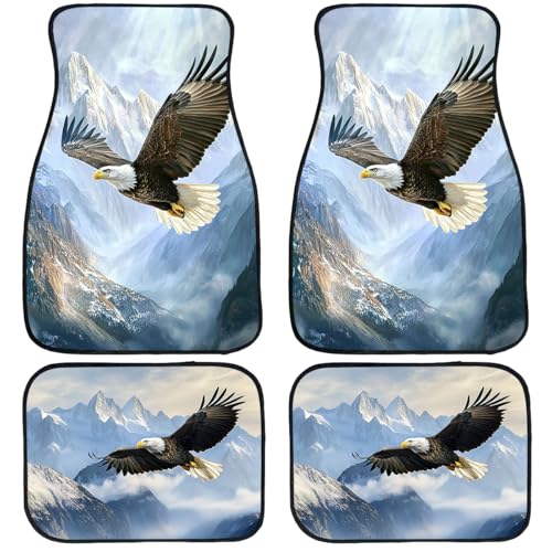 Eagle Car Floor Mats Set of 4 Rustic Sun Soaring Mountain Cloud Blue Sky Automotive Car Floor Carpets Non-Slip Auto Car Accessories Universal Fit Car Accessories for Truck - color: Eagle