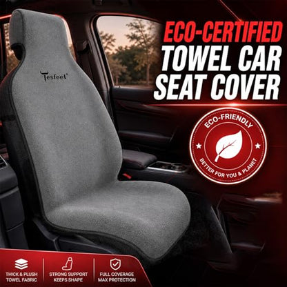 600g Ultra-Thick Car Seat Cover Towel,Heavy-Duty Absorbent Terry Cloth Sweat Protector for Gym,Beach&Athletes,Eco-Friendly Universal Fit for Sedans,SUV&Trucks,Non-Slip Machine Washable-Gray