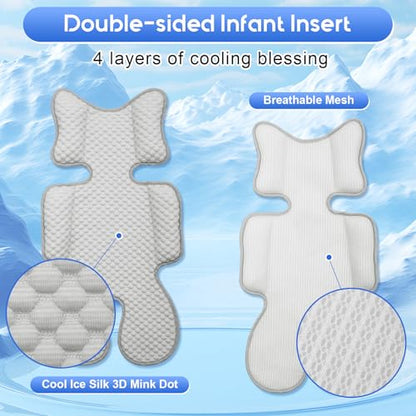 Car Seat Cooling Pad for Baby, Mink Dot Car Seat Cooler Mat for Girls Boys, Stroller Cooling Pad with 3D Breathable Mesh, Multifunctional Infant Carseat Cooling Insert Liner for Summer - color: Gray